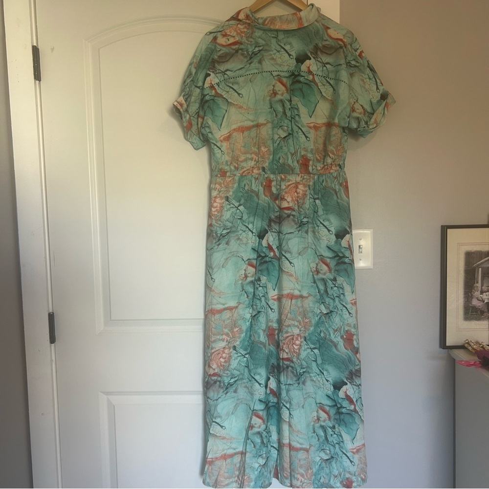 Soft Surroundings waterfront shirt dress abstract teal size M NWT - Picture 11 of 11